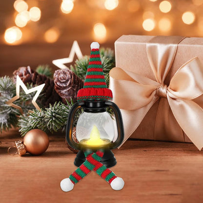 Snowman Lantern Outdoors Mini Christmas Light Decor Winter Lantern with Hats Scarves for Holiday Outdoor Indoor Party Tabletop