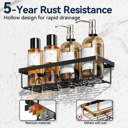 Bathroom Storage Rack Set,5 Pack Shower Caddyshelf Organizer. Adhesive Wall-Mounted Shower Rack. No Drillinglarge-Capacity. Rustproof Soapstorage Rack for Bathroom, Kitchen