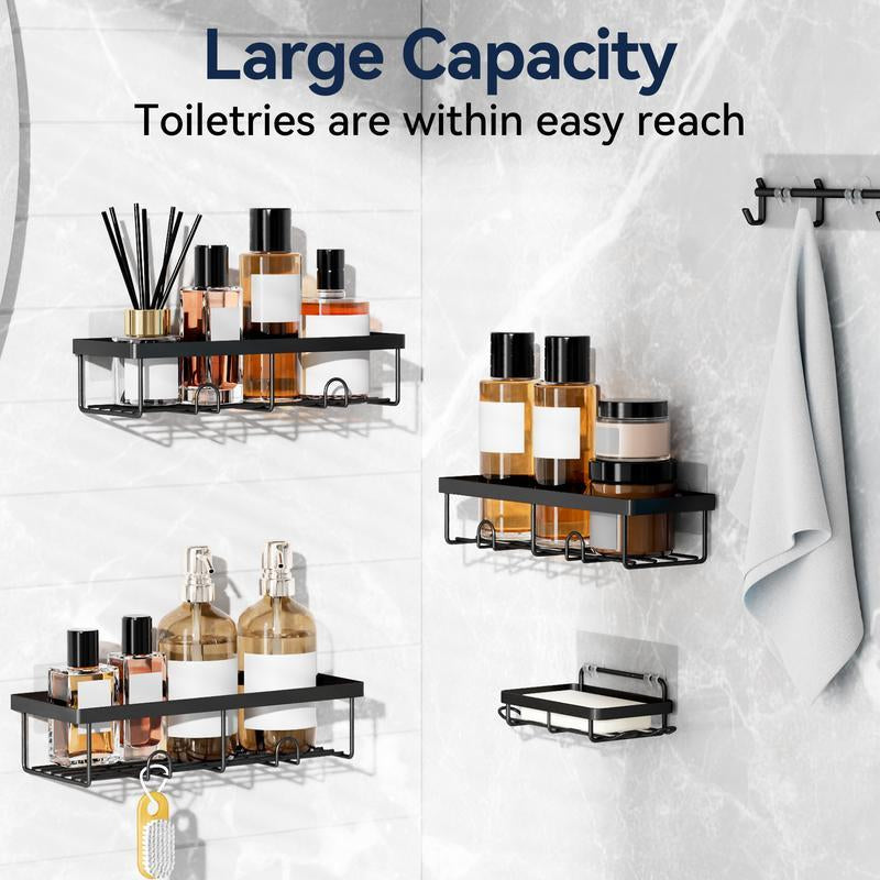 Bathroom Storage Rack Set,5 Pack Shower Caddyshelf Organizer. Adhesive Wall-Mounted Shower Rack. No Drillinglarge-Capacity. Rustproof Soapstorage Rack for Bathroom, Kitchen