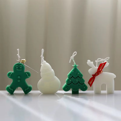 Christmas Series Candle Mold DIY Gingerbread Man Elk Aromatherapy Gypsum Crafts Cement Casting Mold Soap Making Christmas Gifts