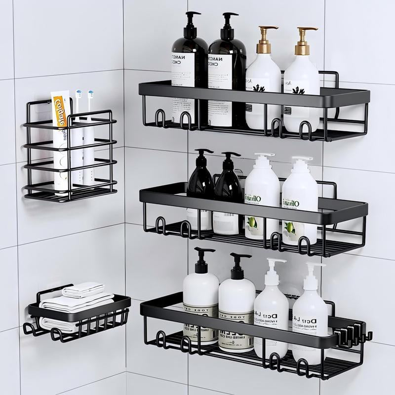 Bathroom Storage Rack Set,5 Pack Shower Caddyshelf Organizer. Adhesive Wall-Mounted Shower Rack. No Drillinglarge-Capacity. Rustproof Soapstorage Rack for Bathroom, Kitchen