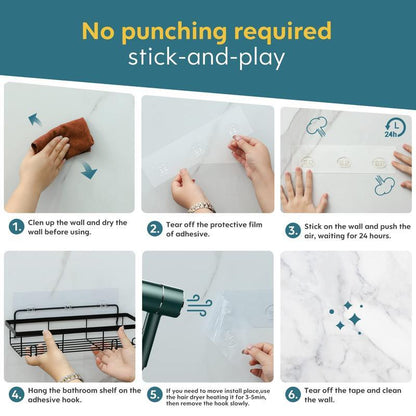 Bathroom Storage Rack Set,5 Pack Shower Caddyshelf Organizer. Adhesive Wall-Mounted Shower Rack. No Drillinglarge-Capacity. Rustproof Soapstorage Rack for Bathroom, Kitchen