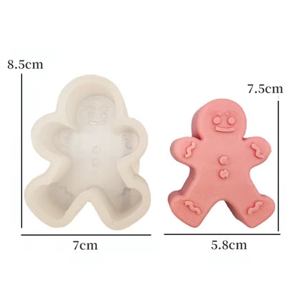 Christmas Series Candle Mold DIY Gingerbread Man Elk Aromatherapy Gypsum Crafts Cement Casting Mold Soap Making Christmas Gifts