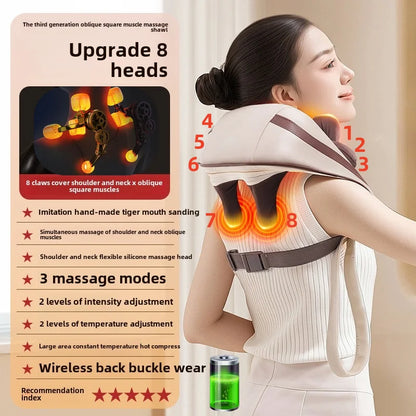 Wireless Neck and Back Massager Neck and Shoulder Knead Ing Massage Shawl Neck Cervical Relaxing Trapezius Massager