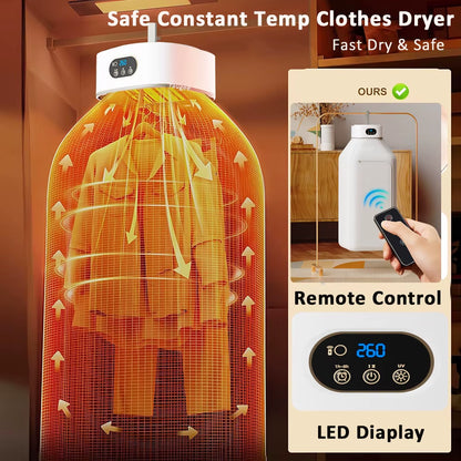 Portable Clothes Dryer Folded Electric Clothing Dryer Multifunctional Intelligent Timed Warm Laundry Dryer with Remote Control