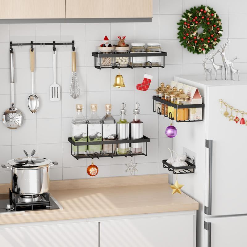 Bathroom Storage Rack Set,5 Pack Shower Caddyshelf Organizer. Adhesive Wall-Mounted Shower Rack. No Drillinglarge-Capacity. Rustproof Soapstorage Rack for Bathroom, Kitchen