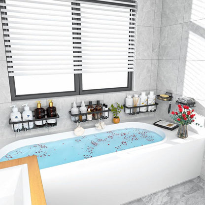 Bathroom Storage Rack Set,5 Pack Shower Caddyshelf Organizer. Adhesive Wall-Mounted Shower Rack. No Drillinglarge-Capacity. Rustproof Soapstorage Rack for Bathroom, Kitchen